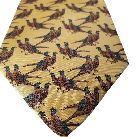 2 Silk Fall Fowl Neckties. Lands' End Ducks / Huntington Pheasants. - Picture 4 of 11